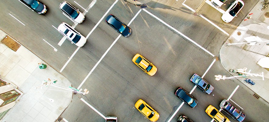 Overhead-View-of-Traffic-at-Intersection Overhead-View-of-Traffic-at-Intersection