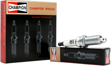 Champion-Spark-Plugs A Champion spark plug displayed next to the product's box