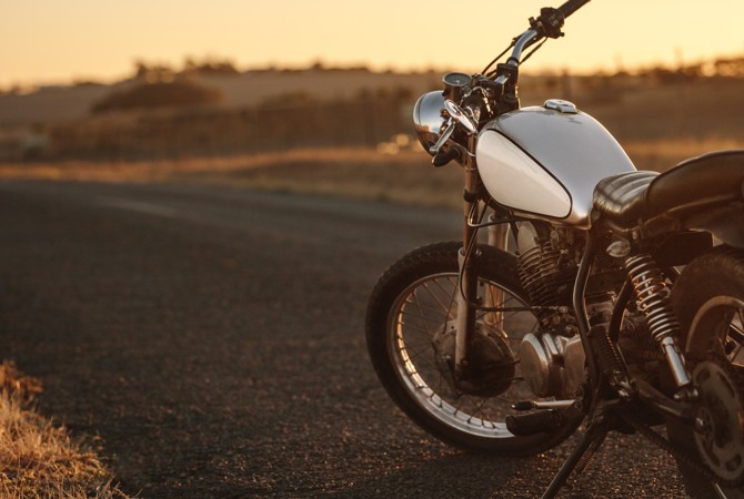 Motorcycle-Parked-On-Road